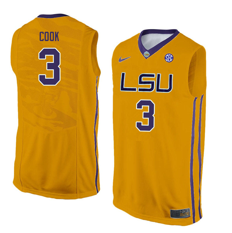 Men #3 Jalen Cook LSU Tigers College Basketball Jerseys Sale-Yellow - Click Image to Close